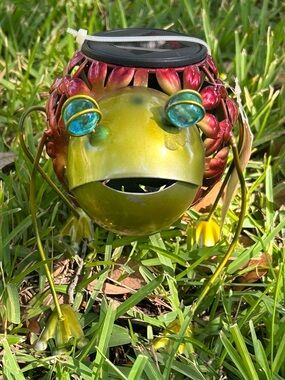 Metal Frog Solar Garden Accent in Green and Red